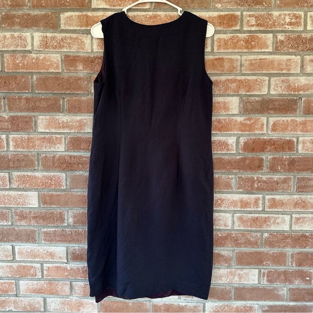 Talbots Linen Blend Button Up Sleeveless Shift Dress Women’s 10 Vintage Navy - Picture 6 of 8
